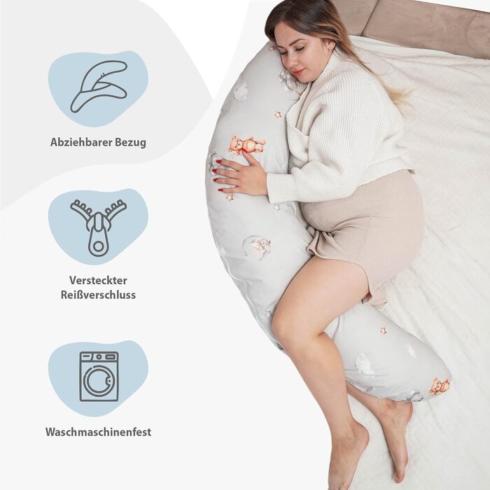 Подушка для вагітних Totsy Baby XXL з мусліну (Oeko-Tex) - подушка для сну, бокова підтримка