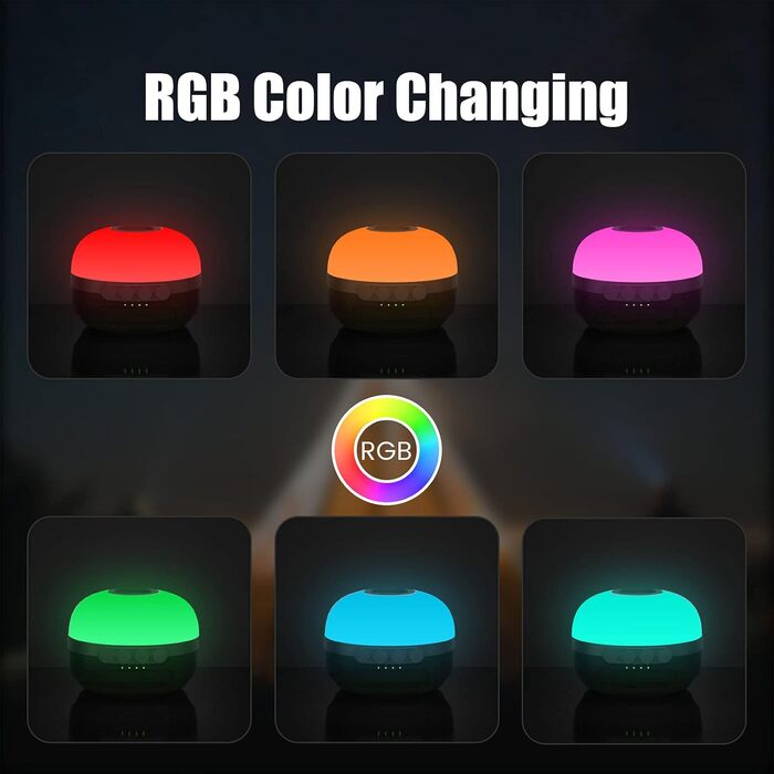 LED кемпінговий ліхтар із RGB підсвічуванням, 5200mAh, USB-заряджання, 6 режимів яскравості, магніт, димірування, для кемпінгу, походів та надзвичайних ситуацій