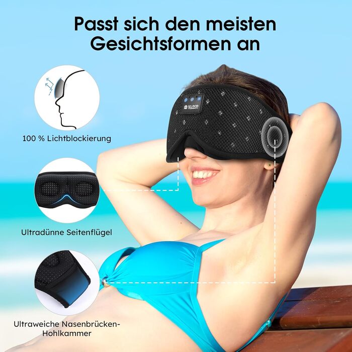 Маска для сну LOVE EYE 3D, для тих, хто спить на боці, чоловіча та жіноча, дихаюча, світлонепроникна (Чорна)