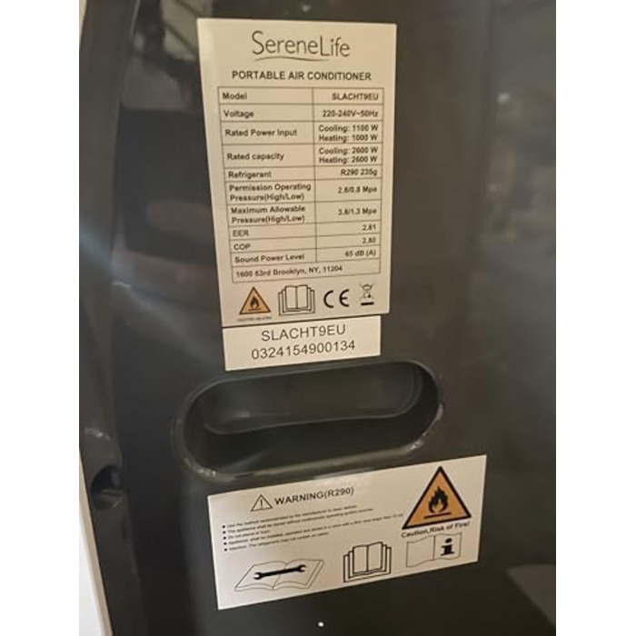 Мобільний кондиціонер SereneLife 9000 BTU 4-в-1: охолодження, обігрів, вентилятор і осушувач повітря, з пультом ДУ, для кімнат до 20 м², білий, комплект для віконного монтажу