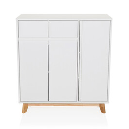 Тумба для взуття / комод ESTHA 80x34x85 см 2 висувних ящика 3 двері білий hjh LIVING