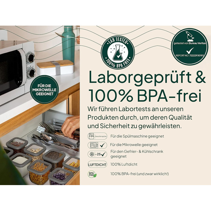 Набір герметичних контейнерів для зберігання продуктів, 18 шт, BPA Free, для сухих харчів, органайзер для кухні, змішаний білий