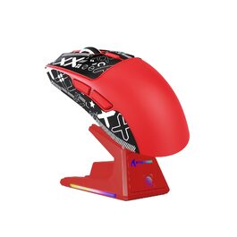 Ігрова миша Attack Shark X1 White/B-Red: сенсор PixArt PAW3395PRO, 40000 DPI, вага 53г, RGB док-станція з тачпадом, бездротова (BT/2.4G) та дротова, для Win11/Xbox/PS/Mac