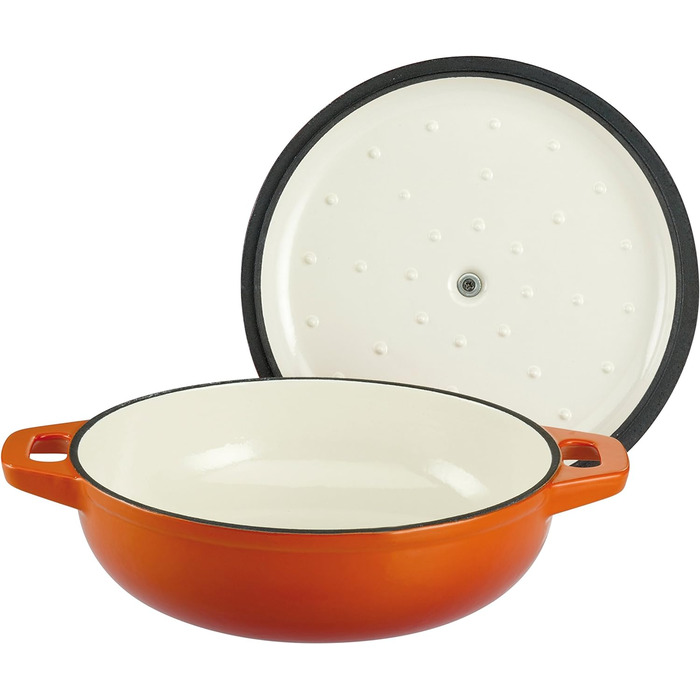 Жаровня з кришкою GSW Orange Shadow, чавунна, 30 см, помаранчева/кремова