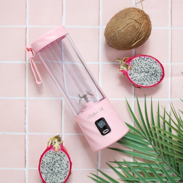 Портативний блендер BlendyGo 3 для смузі, USB, 550 мл, BPA-free, PulseMotion & BlendPro, рожевий