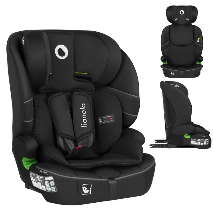 Автокрісло Lionelo Billy i-Size 76-150 см (15 міс - 12 років), ISOFIX, R129, Чорне