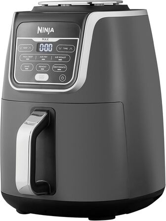 Аерофритюрниця Ninja Air Fryer MAX 5,2 л, сімейна, антипригарна, 6-в-1, сірий/чорний, модель AF160EU, кошик для миття в посудомийці