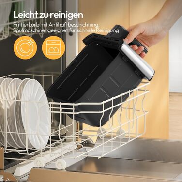Аерофритюрниця LLIVEKIT з двома камерами та вікном перегляду, 8.5л (4.5л+4.5л), мультипіч 9-в-1 XXL без олії, сенсорне керування, таймер, чорно-срібляста