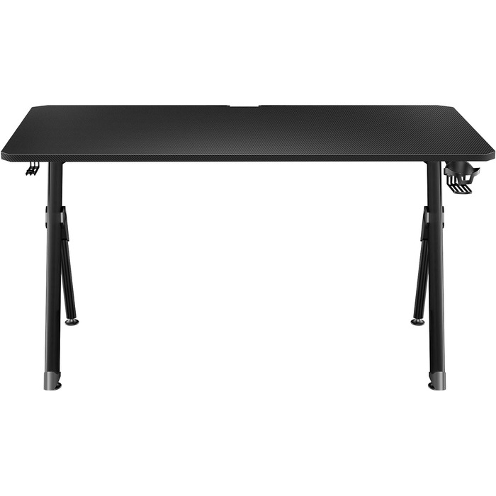 Геймерський кутовий стіл Huzaro Hero 2.8 XXL, чорний, 140x60 см, карбонова стільниця, для комп'ютера та офісу, з кабель-кліпсами