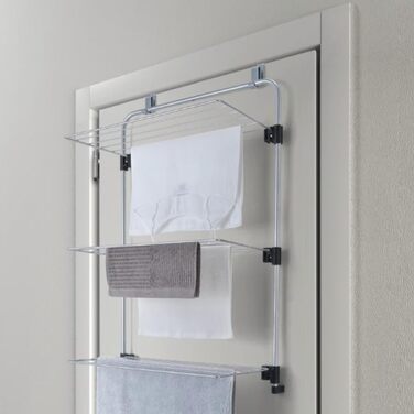 Сушарка для білизни Metaltex Gale, настінна, сіра, епотерм-покриття, 3,5x58x87 см, для дверей та душової кабіни