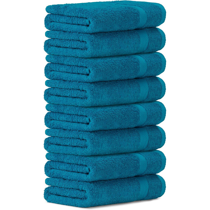Набір рушників Luckytowel 50x100 см, 100% бавовна, 8 шт, бірюзові, 600 г/м², Oeko-Tex