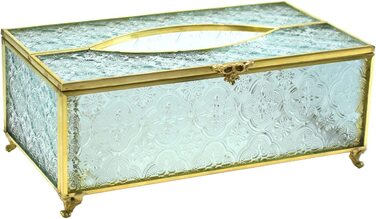 Золота скринька для косметичних серветок SLHEQING, прямокутна, скляна і металева, для ванної кімнати, комода, декор
