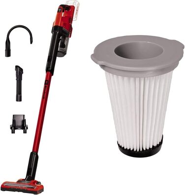 Акумуляторний вертикальний пилосос Einhell TE-SV 18 Li-Solo Power X-Change, 18В, циклонна технологія, BOOST-режим, 3-рівнева фільтрація, з миючим фільтром, без акумулятора та зарядного, з додатковим фільтром