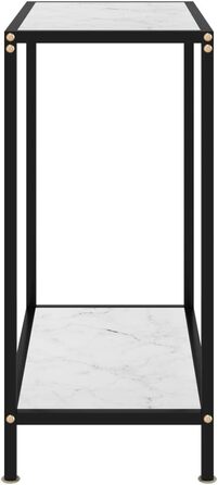 Консольний стіл Homiuse 60x35x75 см білий, загартоване скло, метал, для вітальні, вузький приставний столик з 2 полицями