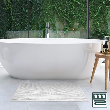Килимок для ванної Beautissu BeauMare 70x100 см, білий, мікрофібра, нековзкий, м'який, машинне прання