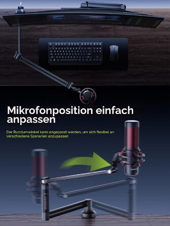 Настільний пантограф для мікрофона M05 Pro, поворотний стійка-тримач 360° з адаптером 3/8