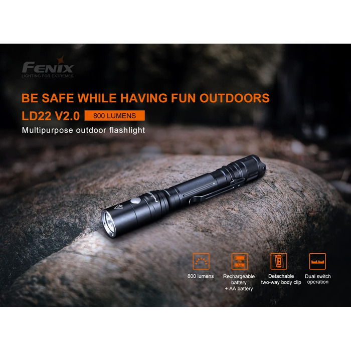 Ліхтарик Fenix LD22 V2.0 800 люменів, компактний, тактичний, LED