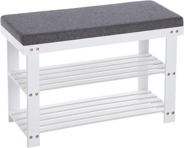 Бамбукова лавка для взуття SONGMICS, двоярусна, біло-сіра, 71x29x49 см, вантажопідйомність 150 кг, для передпокою та вітальні