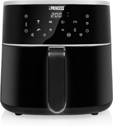 Фритюрниця Princess Digitale 6 л, 1500 Вт, 8 програм, цифровий LED-дисплей, аерофритюрниця без олії, чорна