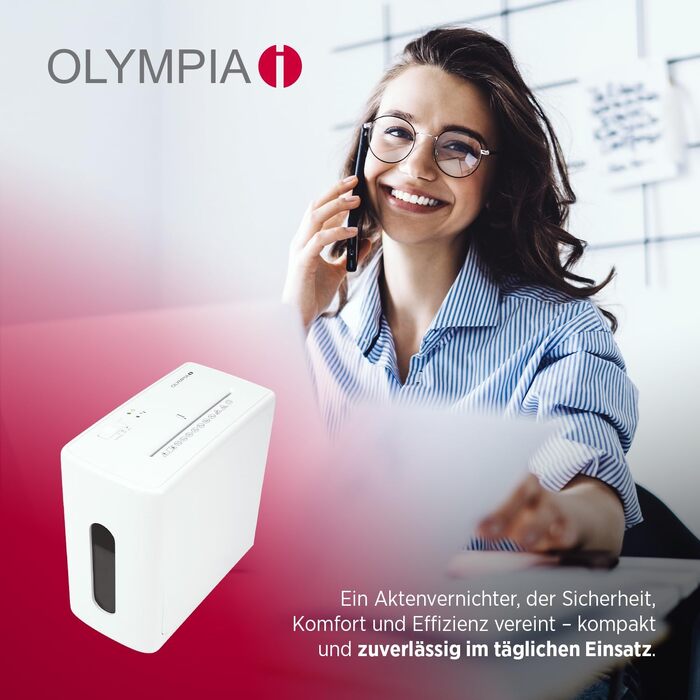 Шредер для паперу та кредитних карток Olympia CC 1010 S, знищення 10 аркушів, кошик 10 л, рівень секретності P4 (мікрорізка), білий