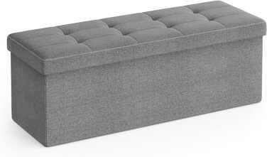Складаний пуф SONGMICS з відсіком для зберігання, 110×38×38 см, до 300 кг, для вітальні, спальні, коридору, сірий