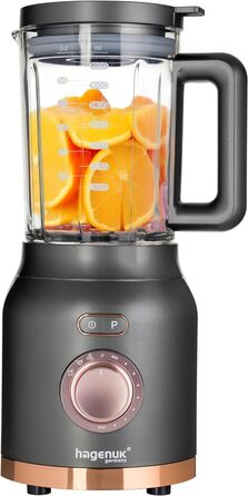Блендер HAGENUK 2в1 Powermixer і смузімейкер, 1200 Вт, скляна чаша 1,8 л, тританова чашка To-Go, BPA Free