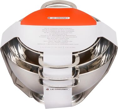 Набір мисок LE CREUSET 3 шт. з нержавіючої сталі з кришкою, 41901000010000 | Миски та сита