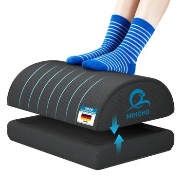 Підставка для ніг під стіл, регульована, з піни memory foam, чорна - ергономічна підтримка для комфортної роботи