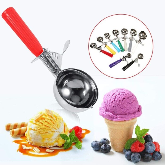 Ложка для морозива Gourmet 8 см, нержавіюча сталь, порційна ложка для морозива, рису, фруктових кульок, тіста для печива - біла