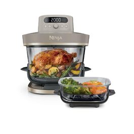Скляна аерофритюрниця Ninja CRISPi PRO XL Air Fryer з 5 функціями, контейнерами CleanCrisp (5,7 л та 2,3 л) та кришкою для зберігання, AS090EUGN (Stone Gold)