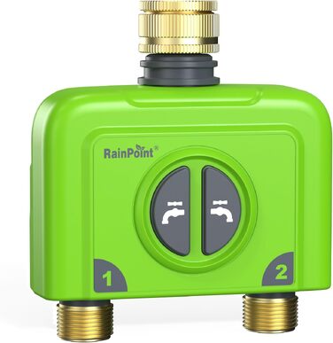 Комп'ютер для поливу RAINPOINT з WiFi, 2 виходи, без антенного шлюзу, необхідно використовувати зі шлюзом HWG023/HWG040 (2,4 ГГц WiFi), латунні вхід та вихід, таймер поливу IP65 для саду