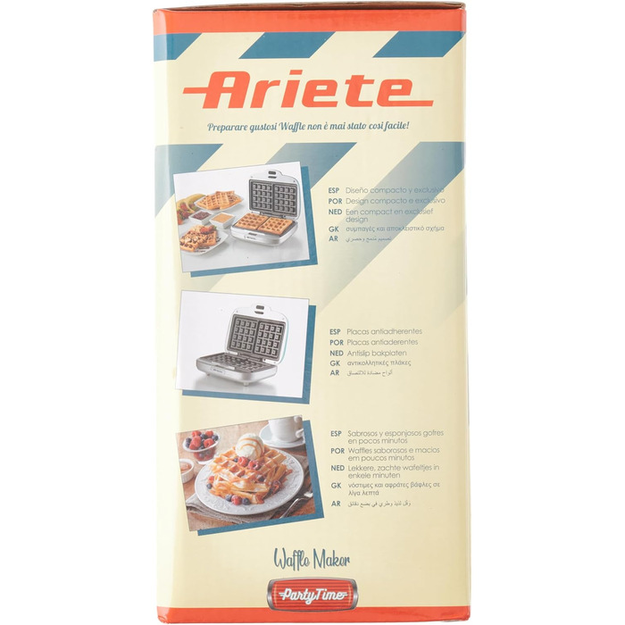 Вафельниця Ariete 1973/01 світло-блакитна, електрична, антипригарне покриття