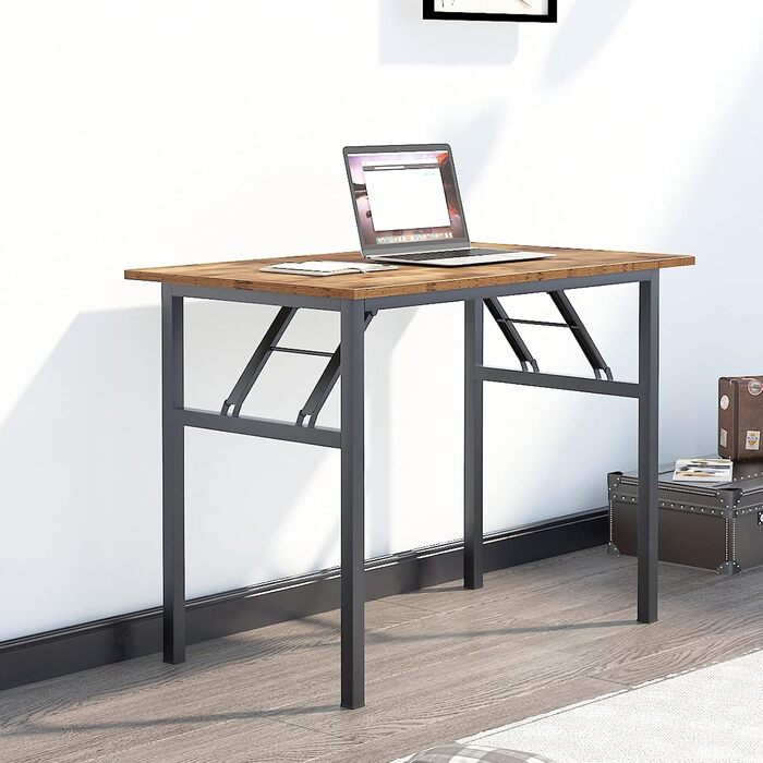 Розкладний письмовий стіл Sogesfurniture 100x60/120x60 см для комп'ютера та офісу, коричнево-чорний, AC5B-100/120-SF
