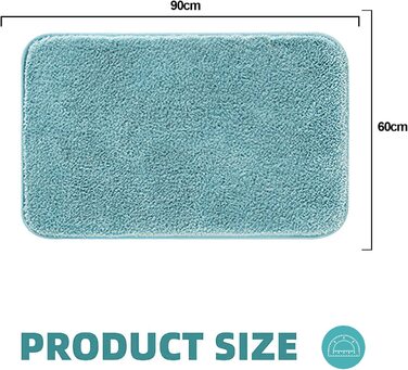 Килимок для ванної кімнати GONICVIN 60x90 см, м'який фланелевий, миючий, з антиковзаючим покриттям, для ванної, вітальні (Турквіс)