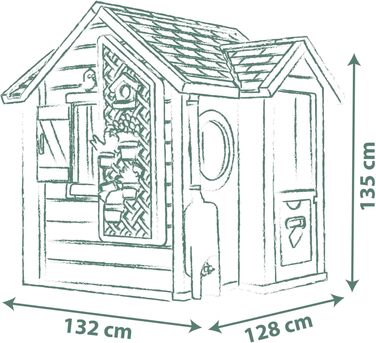Дитячий садовий будиночок Smoby Life Garten Spielhaus 128x132x135 см з переробленого пластику - для дітей від 2 років
