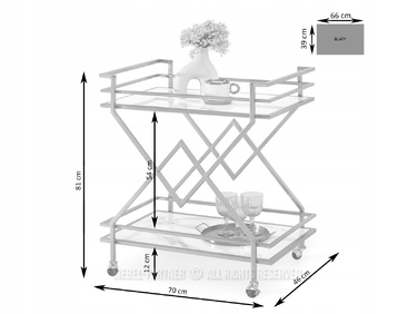 Стіл Mebel-Partner прямокутний, 70 x 46 x 81 см, білий з золотим