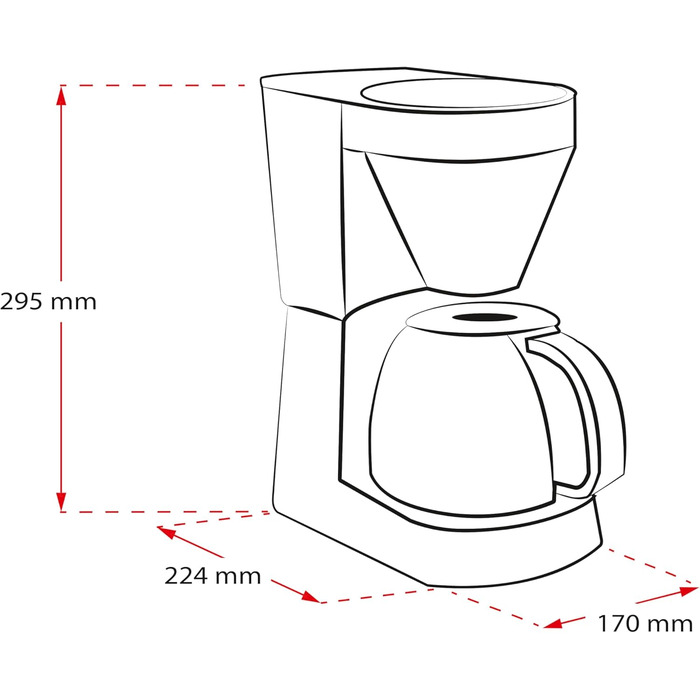 Кавоварка Melitta Easy з знімним поворотним фільтром, скляною колбою та системою захисту від крапель, на 10 чашок, чорна