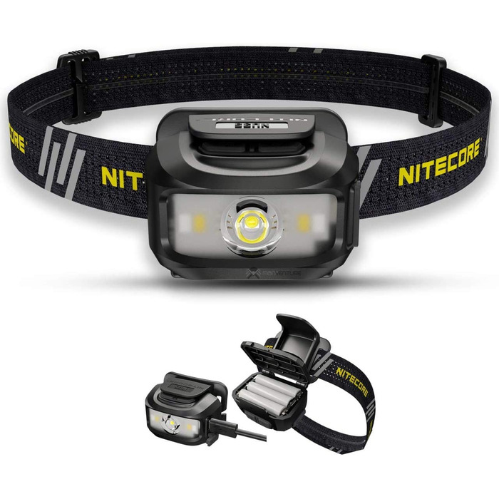 Лобовий ліхтар Nitecore NU35, 460 люмен, гібридний, акумуляторний, LED, червоне світло, IP66, чорний