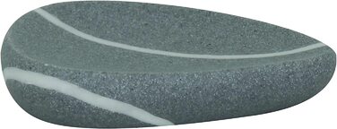 Набір аксесуарів для ванної MSV Stone Zen, 3 предмети, полірезин, сірий – дозатор для мила, мильниця, стакан для зубних щіток