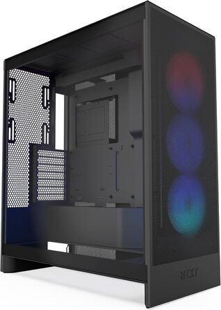Корпус NZXT H7 Flow RGB для ПК, Mid-Tower ATX, з RGB-вентиляторами, підтримкою підлогових вентиляторів для прямого охолодження відеокарти, 360 мм, чорний