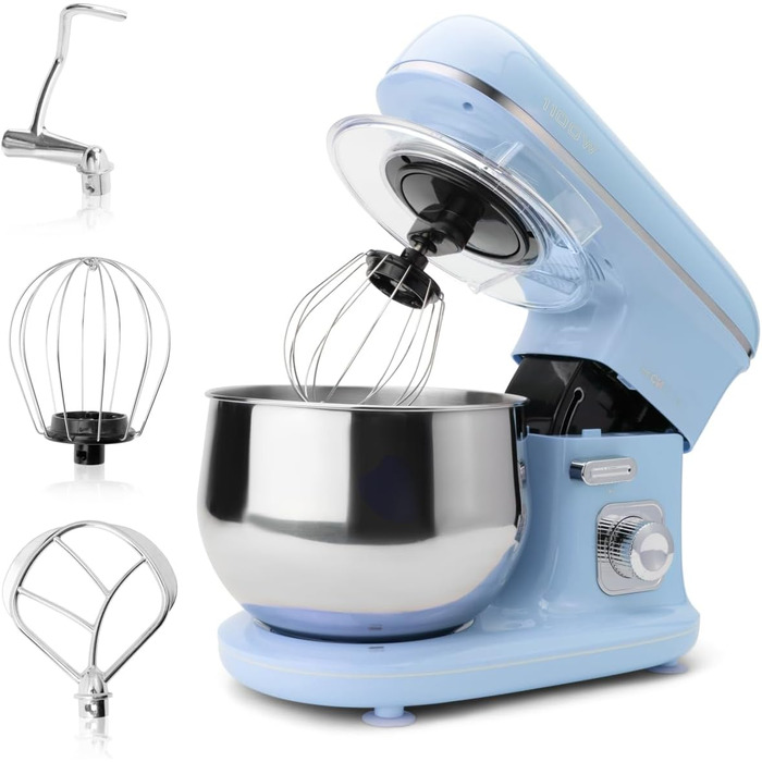 Кухонна машина Clatronic KM 3711 (Блакитна) 1100 Вт, 5л, з гаками для тіста та міксером | Кухонний комбайн для тіста та міксера