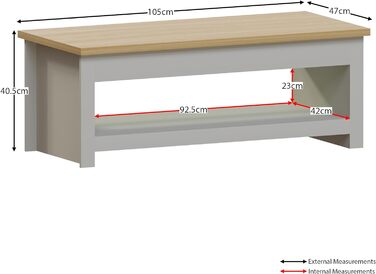 Журнальний стіл Vida Designs Arlington, ДСП, сірий, 40.5x105x47 см