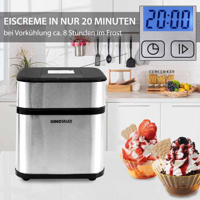 Апарат для морозива Syntrox Germany Jinoria для сорбету, йогурту та м'якого морозива з таймером, безпечний для дітей