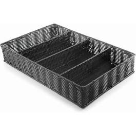 Органайзер для столових приборів Lacor RATTAN GN 1/1, поліпропілен, без BPA, хромована рама, підходить для посудомийки, 53x32,5x9 см, чорний, поліестер