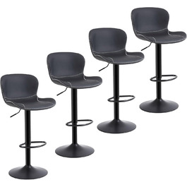 Набір барних стільців Youhauchair (4 шт.), регульована висота, PU-шкіра, чорний