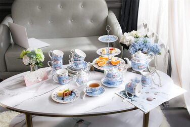 Набір чашок для кави London Boutique K414, 330 мл, рожевий, 4 шт. (Rose Blue), Porzellan, Vintage/Retro стиль
