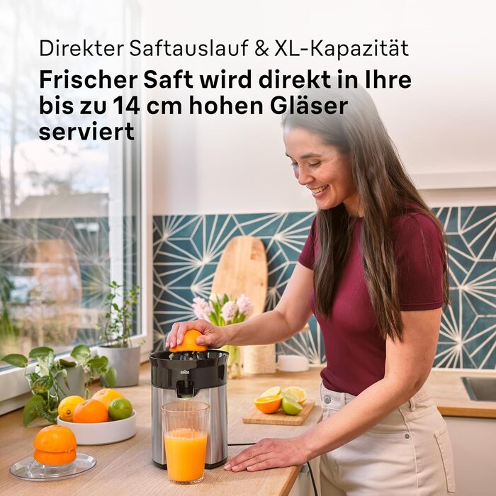 Цитрусовий прес Braun CitrusQuick 5 CJ5050 BK чорний 60W: прямий вилив, система запобігання краплин, автоматичний старт/стоп, легке очищення