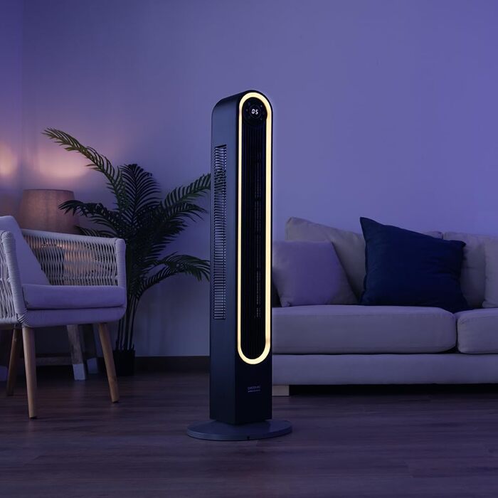 Вентилятор вежа Cecotec EnergySilence 9090 Skyline Ionic 119 см, 45 Вт, з іонізатором, LED сенсорним екраном, пультом ДУ, 3 режими, таймер 12 год, коливання 70°, чорний