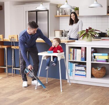Акумуляторний ручний пилосос BLACK+DECKER BHHV320B, 12В, 25AW, циклонна фільтрація, без мішка, з висувною щілинною насадкою та зарядною станцією, титаново-синій