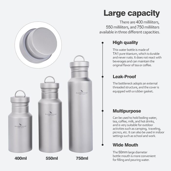 Фляга для води iBasingo Titan 550ml - Металева, для туризму, спорту, з широким горлом